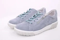 ACO Damen Halbschuh Rauleder H- Weite Wechselfußbett grau blau S14 1368/1312