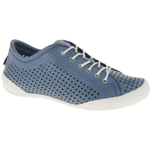 Andrea Conti Damen Schnürschuh Halbschuh Leder Lochmuster Wechselfußbett blau S14 03457671119