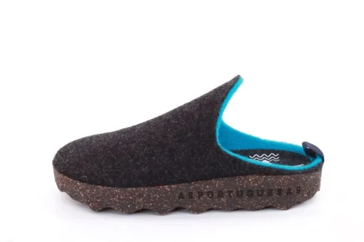 ASPORTUGUESAS Damen Pantolette Wolle Kork vegan Nachhaltig grau S22 P018023016