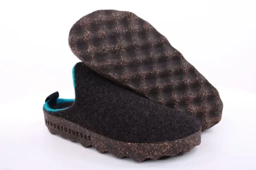 ASPORTUGUESAS Damen Pantolette Wolle Kork vegan Nachhaltig grau S22 P018023016