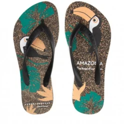 ASPORTUGUESAS Zehentrenner FlipFlop schwarz Papagei  P018116005