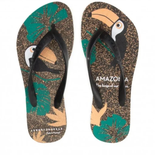 ASPORTUGUESAS Zehentrenner FlipFlop schwarz Papagei  P018116005