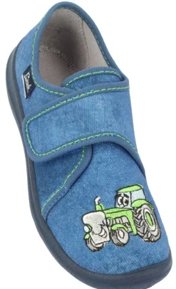 Beck Hausschuh Jungen Traktor blau 3005/34