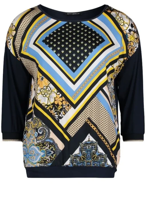 Betty Barclay Bluse Shirt 3/4 blau camel 20441132