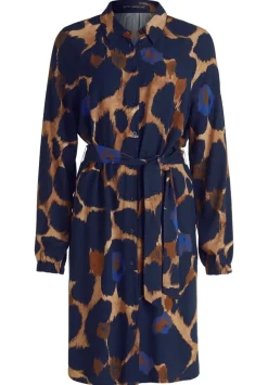 Betty Barclay Hemdblusenkleid Allover- Print Bindegürtel blau S23 14242212