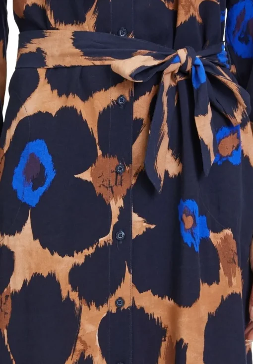Betty Barclay Hemdblusenkleid Allover- Print Bindegürtel blau S23 14242212