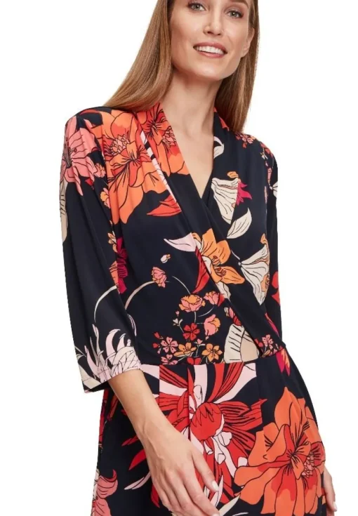 Betty Barclay Kleid Jersey 3/4 Arm floral blau rosa S12 11301029