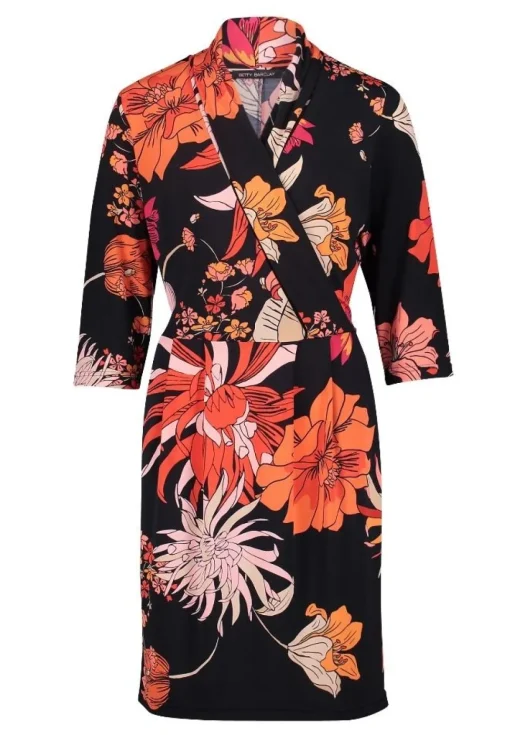Betty Barclay Kleid Jersey 3/4 Arm floral blau rosa S12 11301029