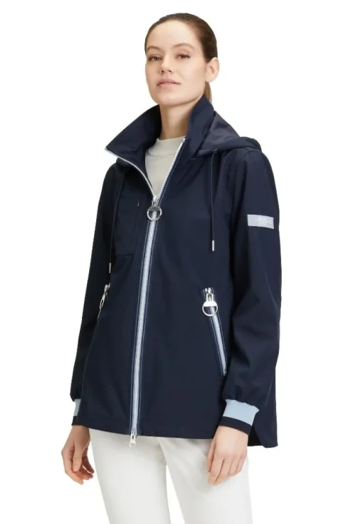 Betty Barclay Outdoorjacke Kapuze Stehkragen Zweiwege Reißverschluss blau S14 76421518