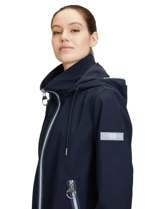 Betty Barclay Outdoorjacke Kapuze Stehkragen Zweiwege Reißverschluss blau S14 76421518