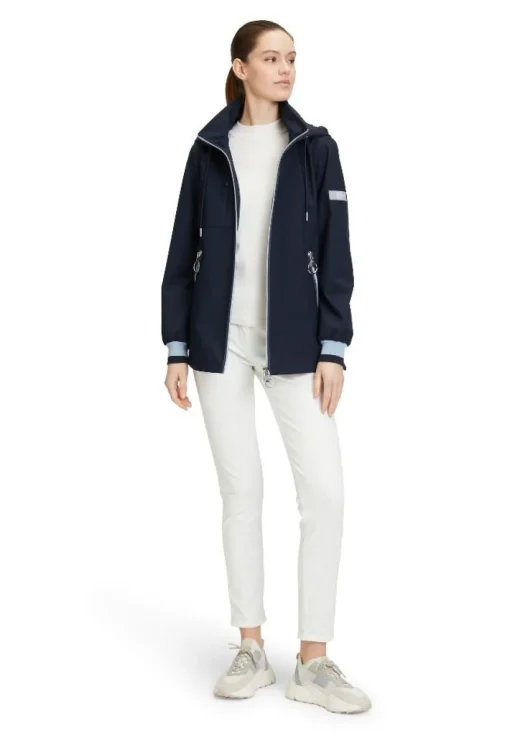 Betty Barclay Outdoorjacke Kapuze Stehkragen Zweiwege Reißverschluss blau S14 76421518