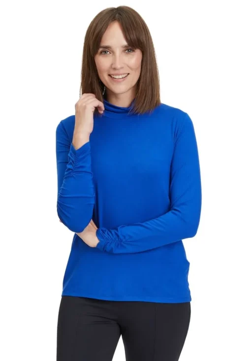 Betty Barclay Rollkragenshirt Raffung blau S23  28902063