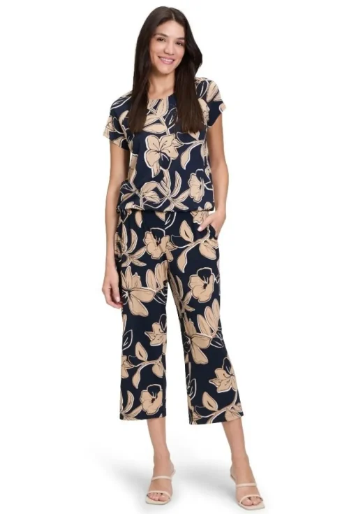 Betty Barclay Schlupfhose Floraler- Print Bundfalten blau S24 60272705