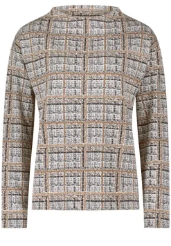 Betty Barclay Sweatshirt Turtleneck Kragen GRAU/BEIGE KARIERT 21802878