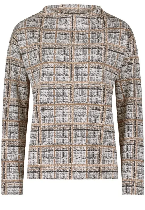 Betty Barclay Sweatshirt Turtleneck Kragen GRAU/BEIGE KARIERT 21802878