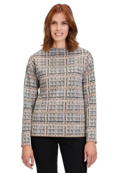 Betty Barclay Sweatshirt Turtleneck Kragen GRAU/BEIGE KARIERT 21802878