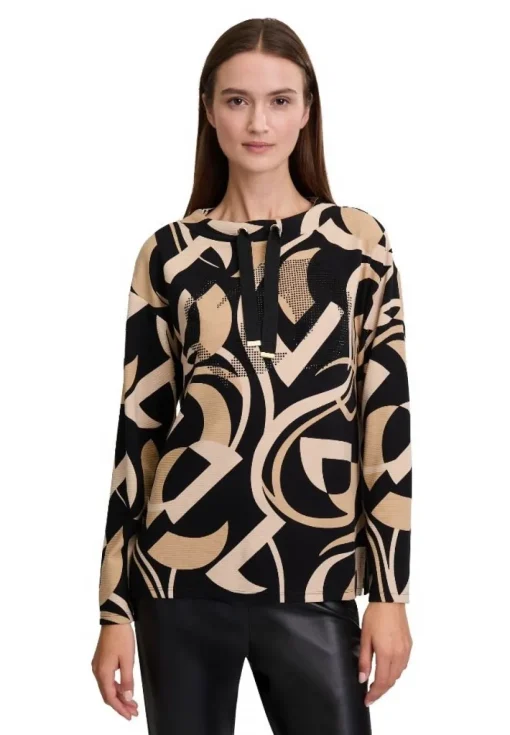 Betty Barclay Sweatshirt Stehkragen SCHWARZ/BEIGE PATTERN 23551066