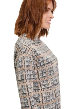 Betty Barclay Sweatshirt Turtleneck Kragen GRAU/BEIGE KARIERT 21802878
