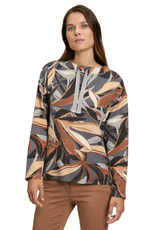Betty Barclay Sweatshirt Blumenpattern Stehkragen GAU/BRAUN 21782802