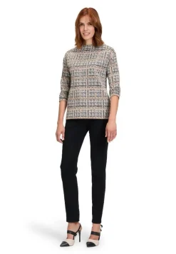 Betty Barclay Sweatshirt Turtleneck Kragen GRAU/BEIGE KARIERT 21802878