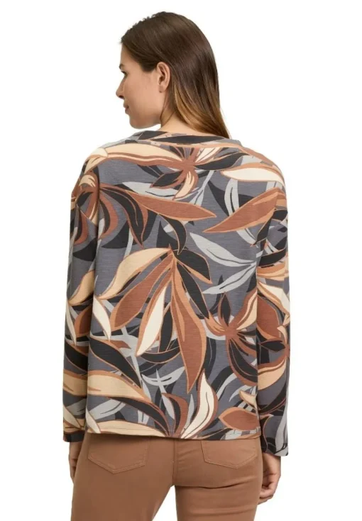 Betty Barclay Sweatshirt Blumenpattern Stehkragen GAU/BRAUN 21782802