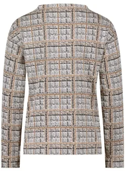 Betty Barclay Sweatshirt Turtleneck Kragen GRAU/BEIGE KARIERT 21802878
