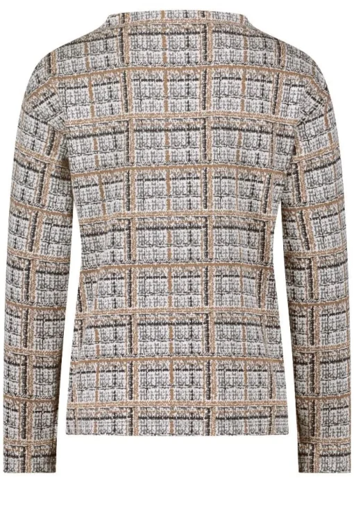Betty Barclay Sweatshirt Turtleneck Kragen GRAU/BEIGE KARIERT 21802878