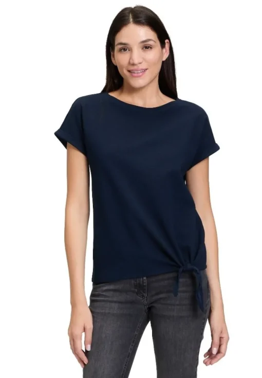 Betty Barclay T- Shirt Schleifenknoten U- Boot- Ausschnitt blau S14 21402781