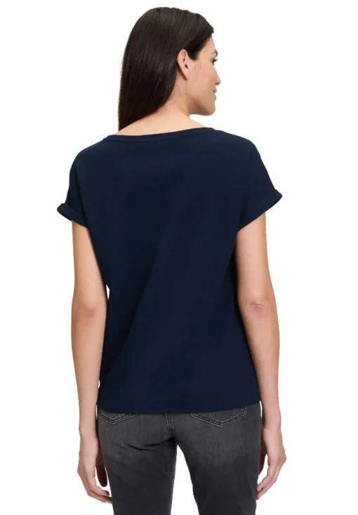 Betty Barclay T- Shirt Schleifenknoten U- Boot- Ausschnitt blau S14 21402781