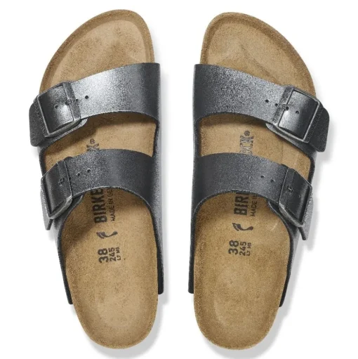 Birkenstock ARIZONA Birko-Flor Schwarz Metallic schmale Weite S15 1029224