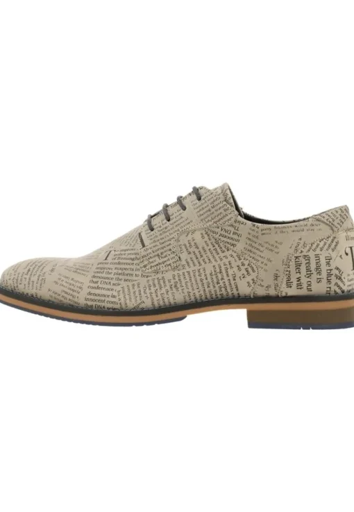 Bullboxer Herren Schnürer Zeitungsdruck elegant beige S13 663K21008A