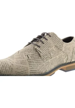 Bullboxer Herren Schnürer Zeitungsdruck elegant beige S13 663K21008A