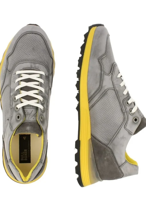 Bullboxer Herren Sneaker Leder farbige Sohle grau S13 373K20438A
