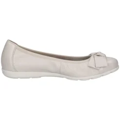 Caprice Damen Ballerina klassisch Leder G- Weite Schleifendetail weiß S14 9-22153-42