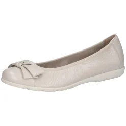 Caprice Damen Ballerina klassisch Leder G- Weite Schleifendetail weiß S14 9-22153-42