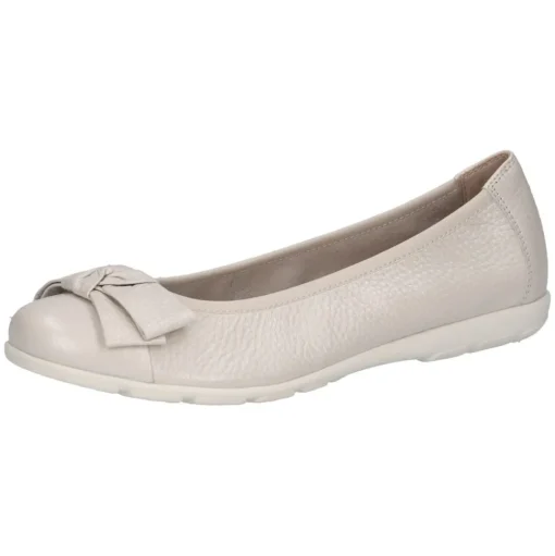 Caprice Damen Ballerina klassisch Leder G- Weite Schleifendetail weiß S14 9-22153-42
