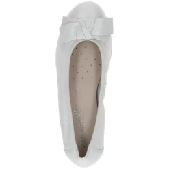 Caprice Damen Ballerina klassisch Leder G- Weite Schleifendetail weiß S14 9-22153-42