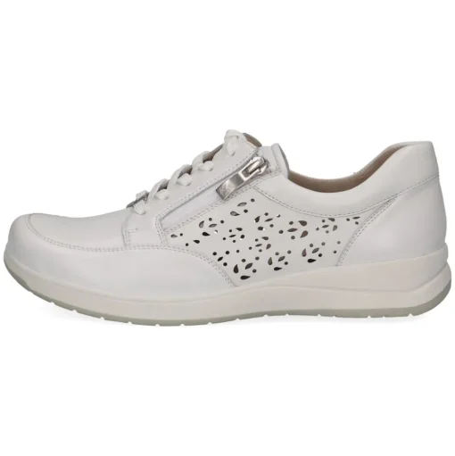 Caprice Damen Sneaker Leder Lochmuster H- Weite Wechselfußbett weiß S14 9-23553-42