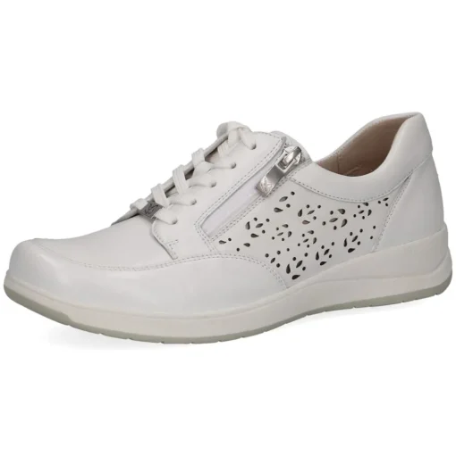 Caprice Damen Sneaker Leder Lochmuster H- Weite Wechselfußbett weiß S14 9-23553-42