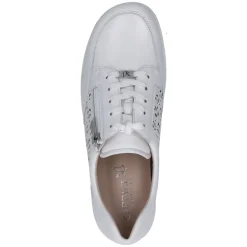 Caprice Damen Sneaker Leder Lochmuster H- Weite Wechselfußbett weiß S14 9-23553-42