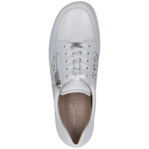 Caprice Damen Sneaker Leder Lochmuster H- Weite Wechselfußbett weiß S14 9-23553-42