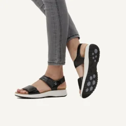 Caprice Sandale Leder Plateau Klettverschluss schwarz 9-9-28716-28