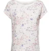 EDC Baumwoll-T-Shirt mit floralem Print weiß S23 023CC1K307
