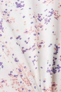 EDC Baumwoll-T-Shirt mit floralem Print weiß S23 023CC1K307