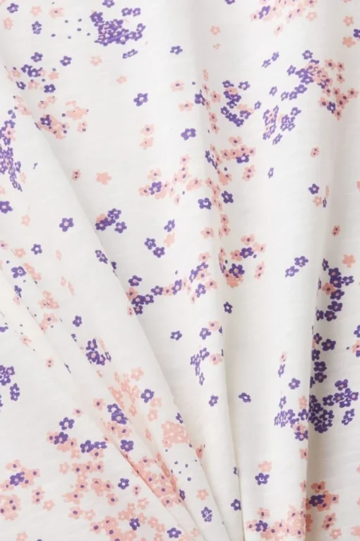 EDC Baumwoll-T-Shirt mit floralem Print weiß S23 023CC1K307