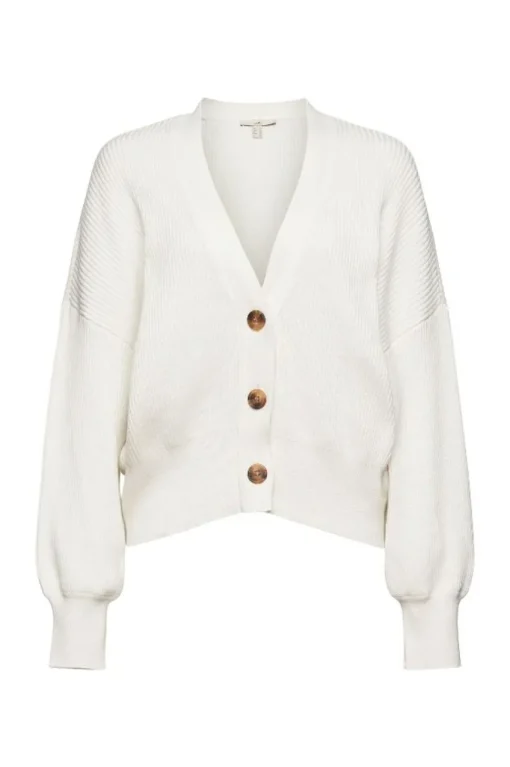 EDC Cardigan Strickjacke Biobaumwolle  weiß S12 992CC1I302