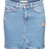 EDC Denim-Minirock mit gerippten Details blau S23 023CC1D301