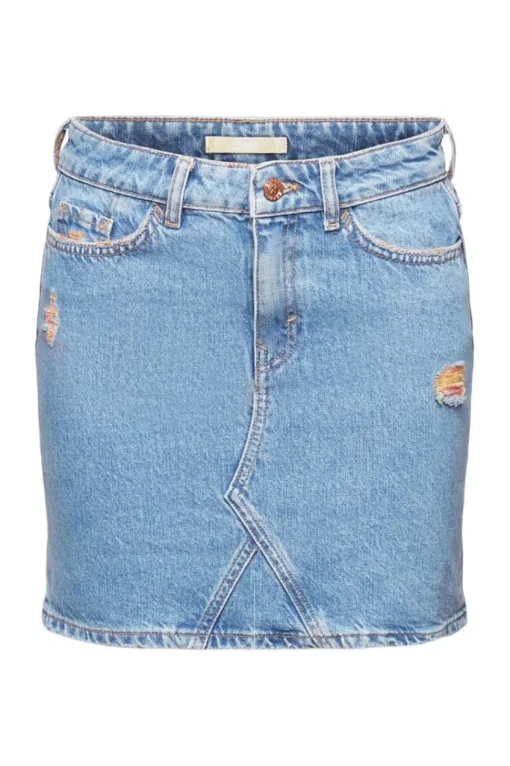 EDC Denim-Minirock mit gerippten Details blau S23 023CC1D301