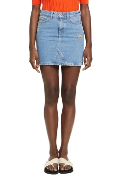 EDC Denim-Minirock mit gerippten Details blau S23 023CC1D301