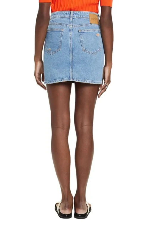 EDC Denim-Minirock mit gerippten Details blau S23 023CC1D301